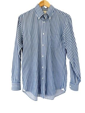 Brunello Cucinelli • Blue White Stripe Cotton Button Down Shirt